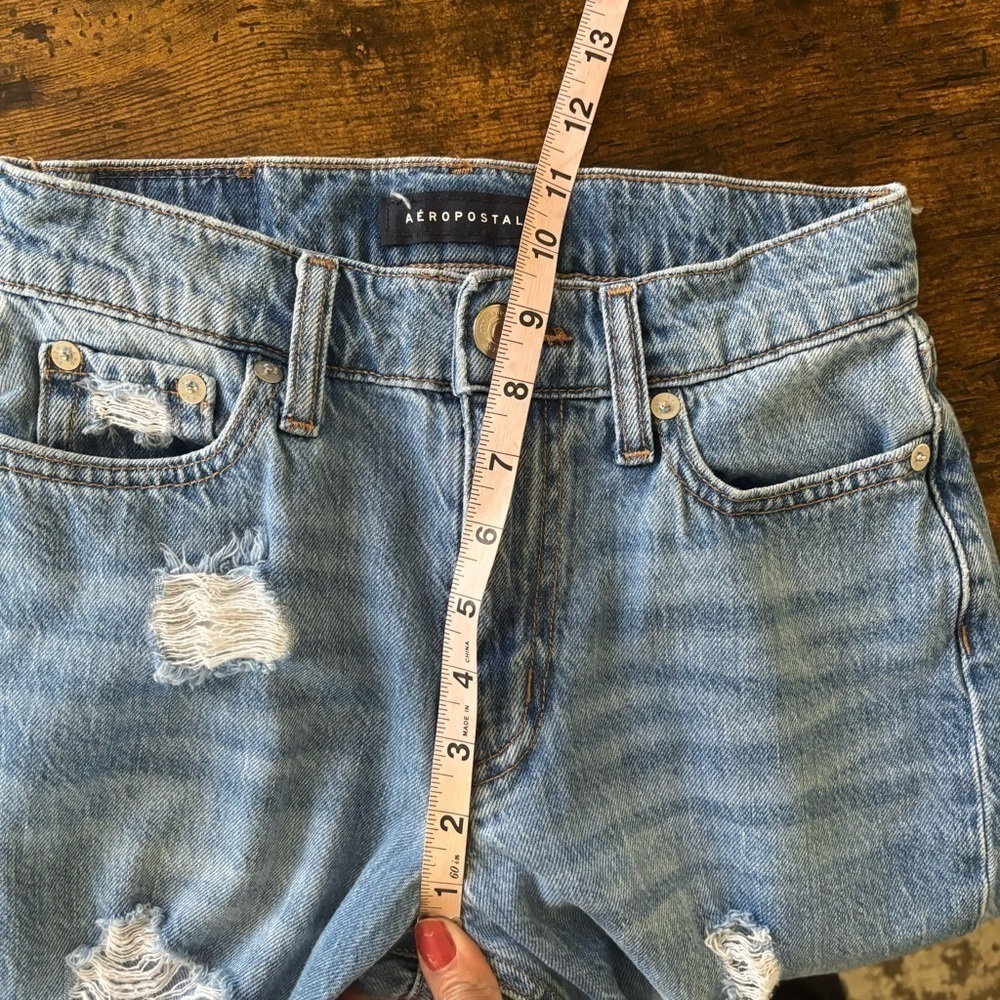 Aeropostale Mom Jeans 00 Distressed High Waisted Medium Wash Ripped Denim - Picture 9 of 10